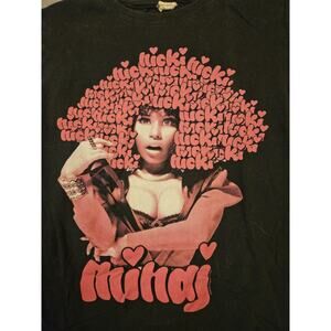 Nicki Minaj Afro Font Rap Tshirt Women's Large Slim Fit Black Pink